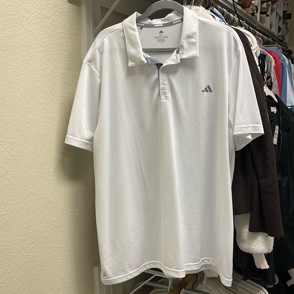 MENS XXL WHITE ADIDAS POLO